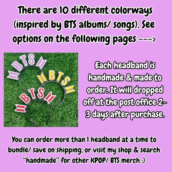 BTS Headband Rhinestone Logo Concert KPOP Hair Banner Custom Handmade main image 5